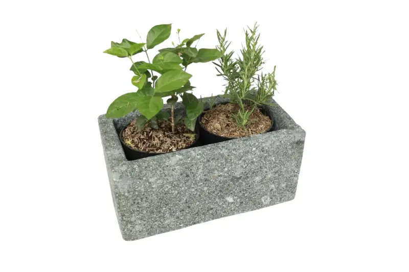Product image 2 of the product “Planter, rectangular, smooth, natural stone (Basanite),stonemasonry ”